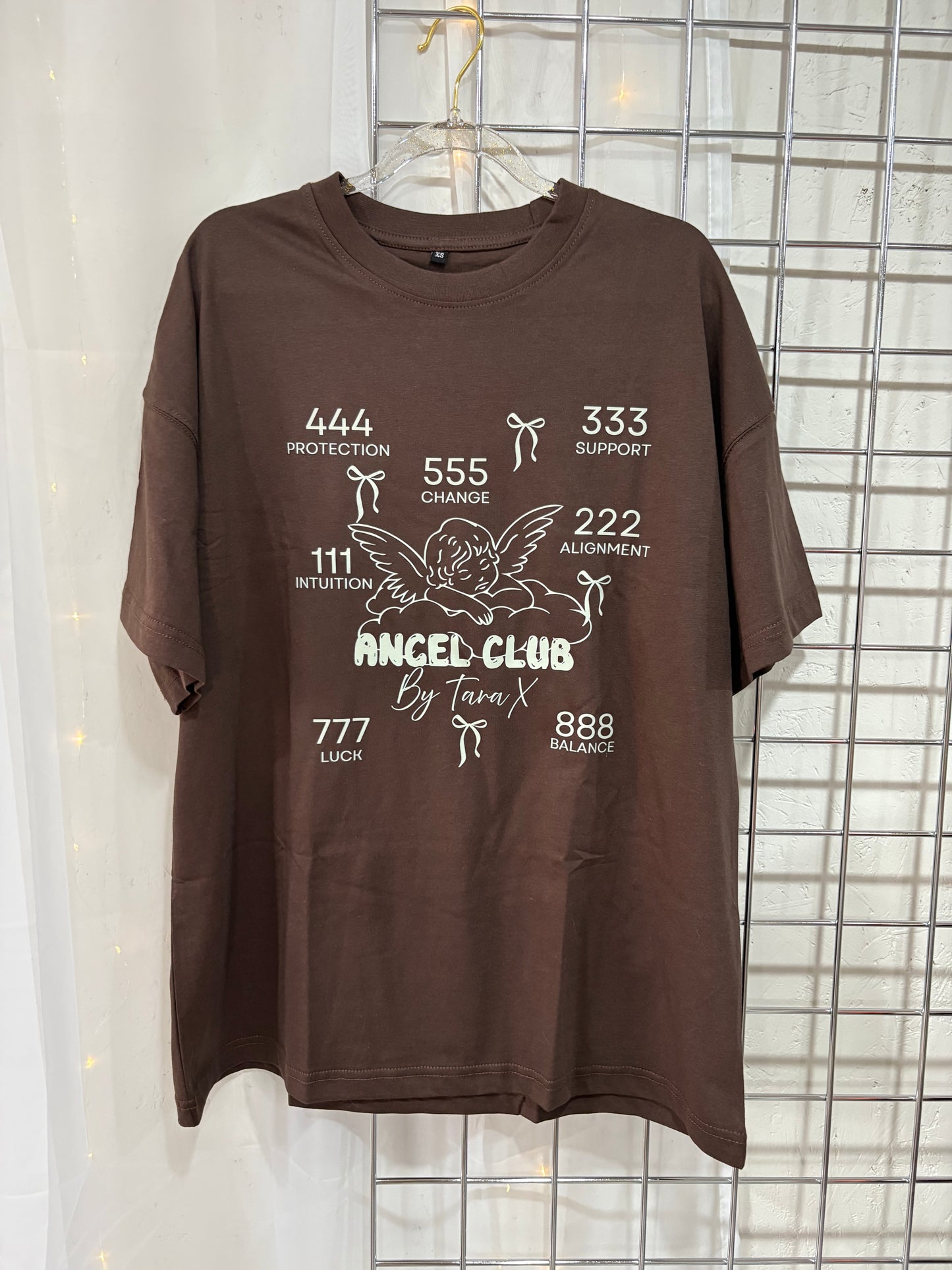 Angel Numbers Description Brown Oversized Tshirt By Tara X