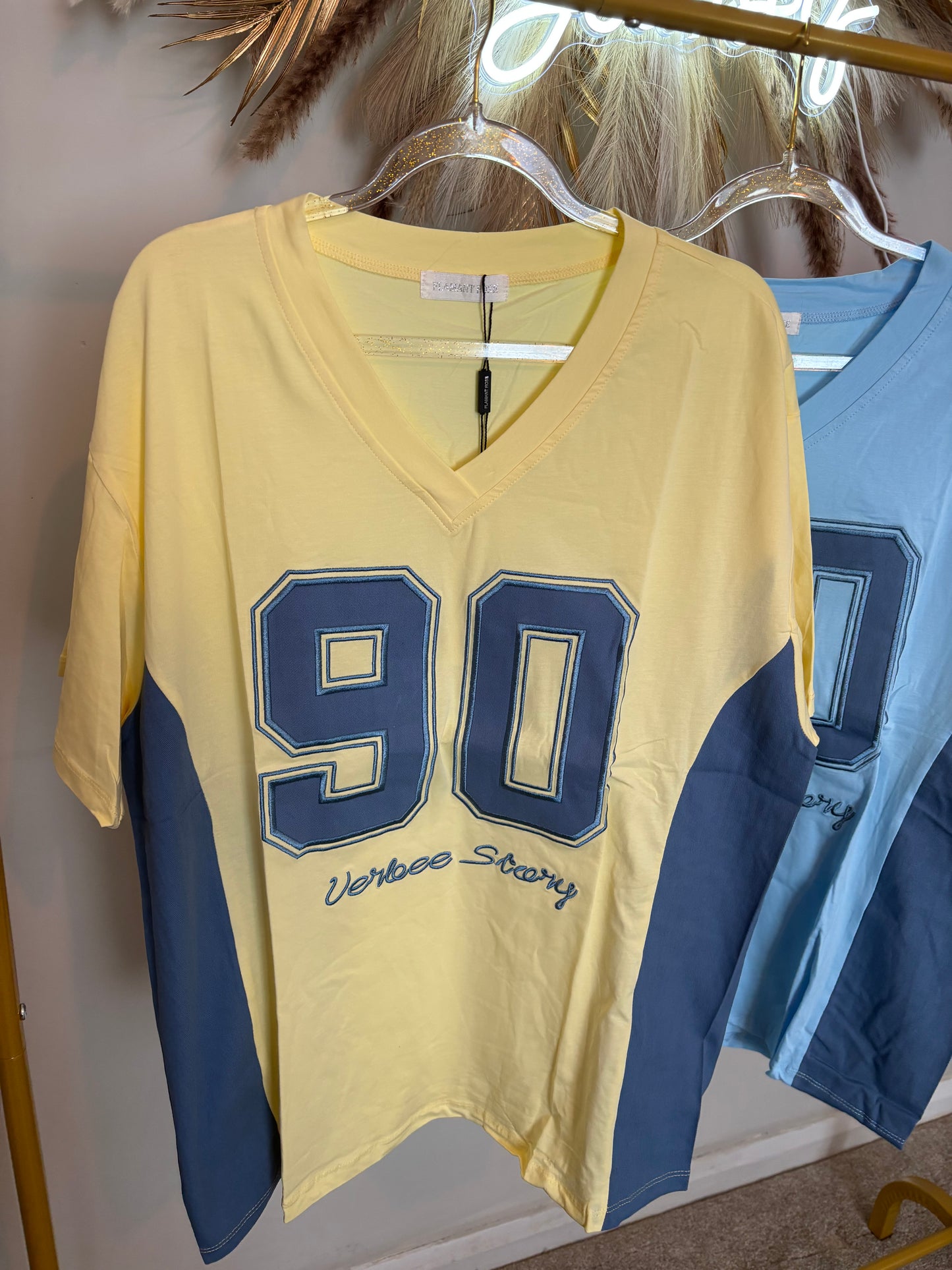 Baseball stretch Denim Panelled Oversized T