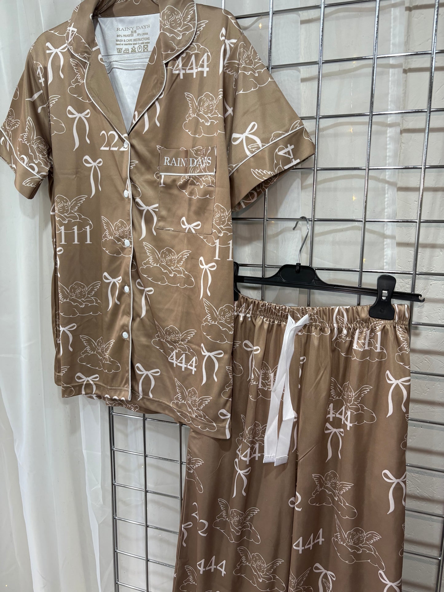 Rainy Days By Tara Angel Number Brown Pyjamas Top & Bottoms