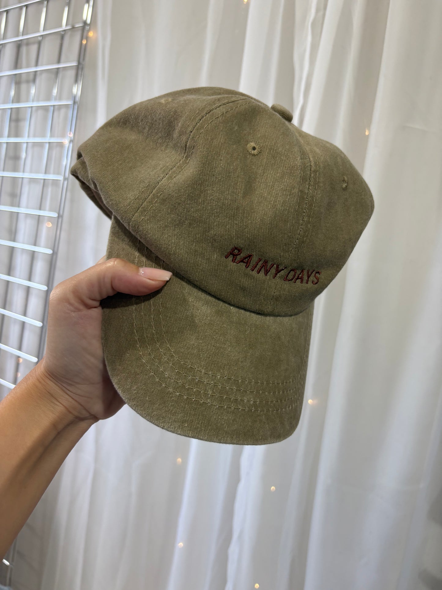 Rainy Days Beige & Brown Embroided Cap