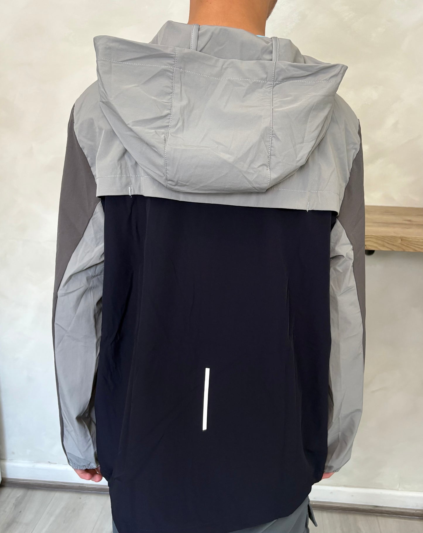 Mens Rainy Days Grey Stone & Navy Reflective WindBreaker