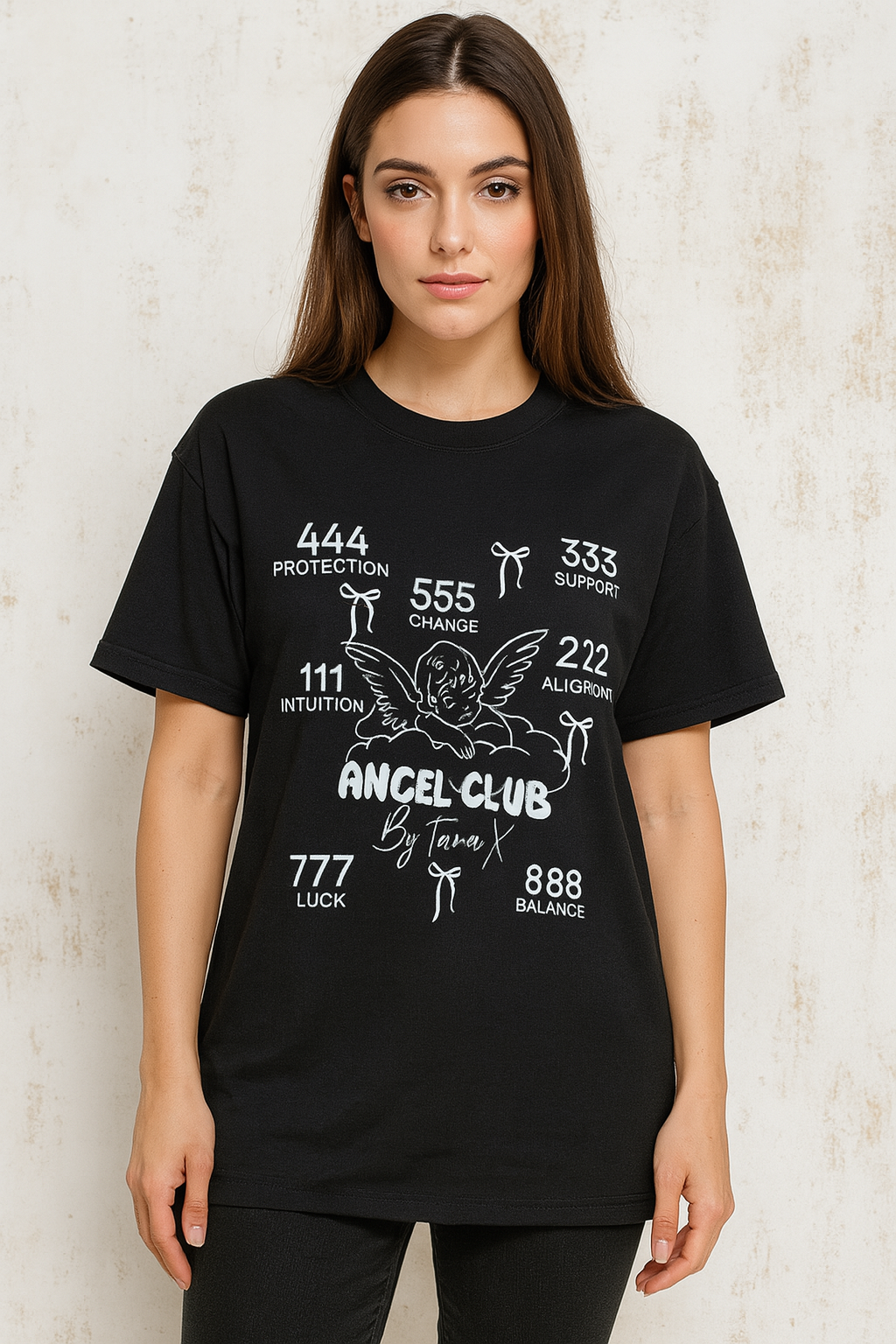 Angel Club All Numbers Description Black & White Tshirt By Tara X