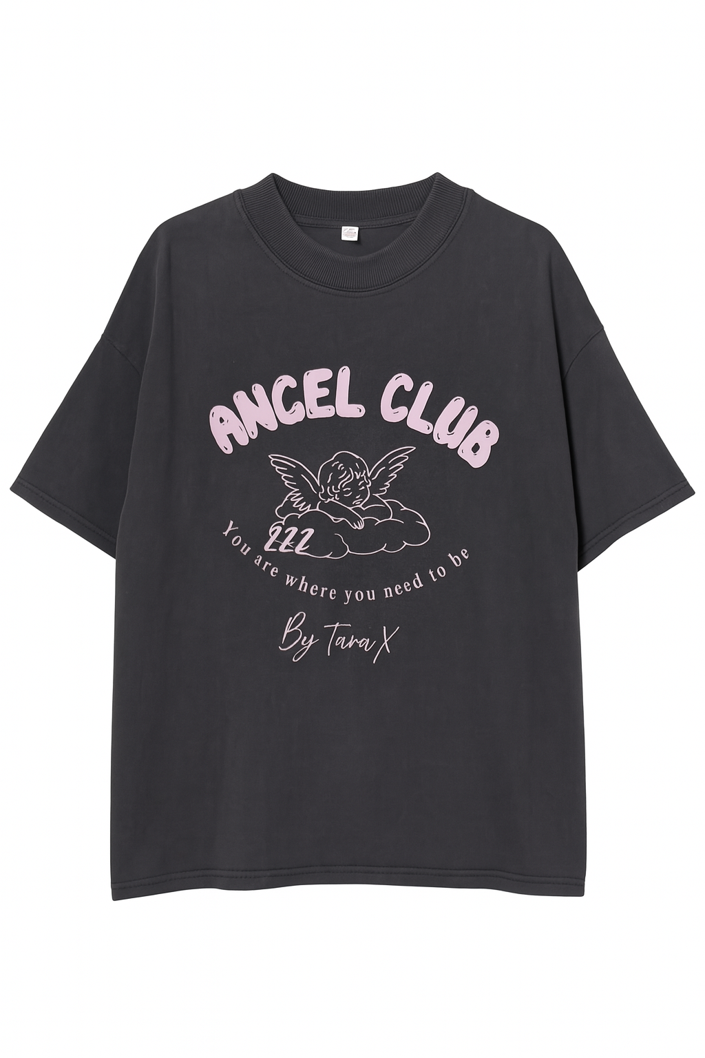 Angel Club 222 Black & Pink Acid Wash Oversized T shirt By Tara X
