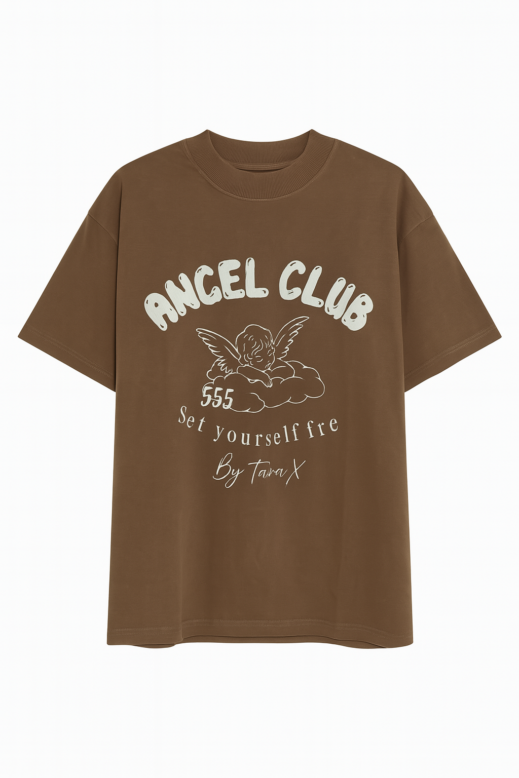 Brown distressed 555 oversized Angel Tshirt