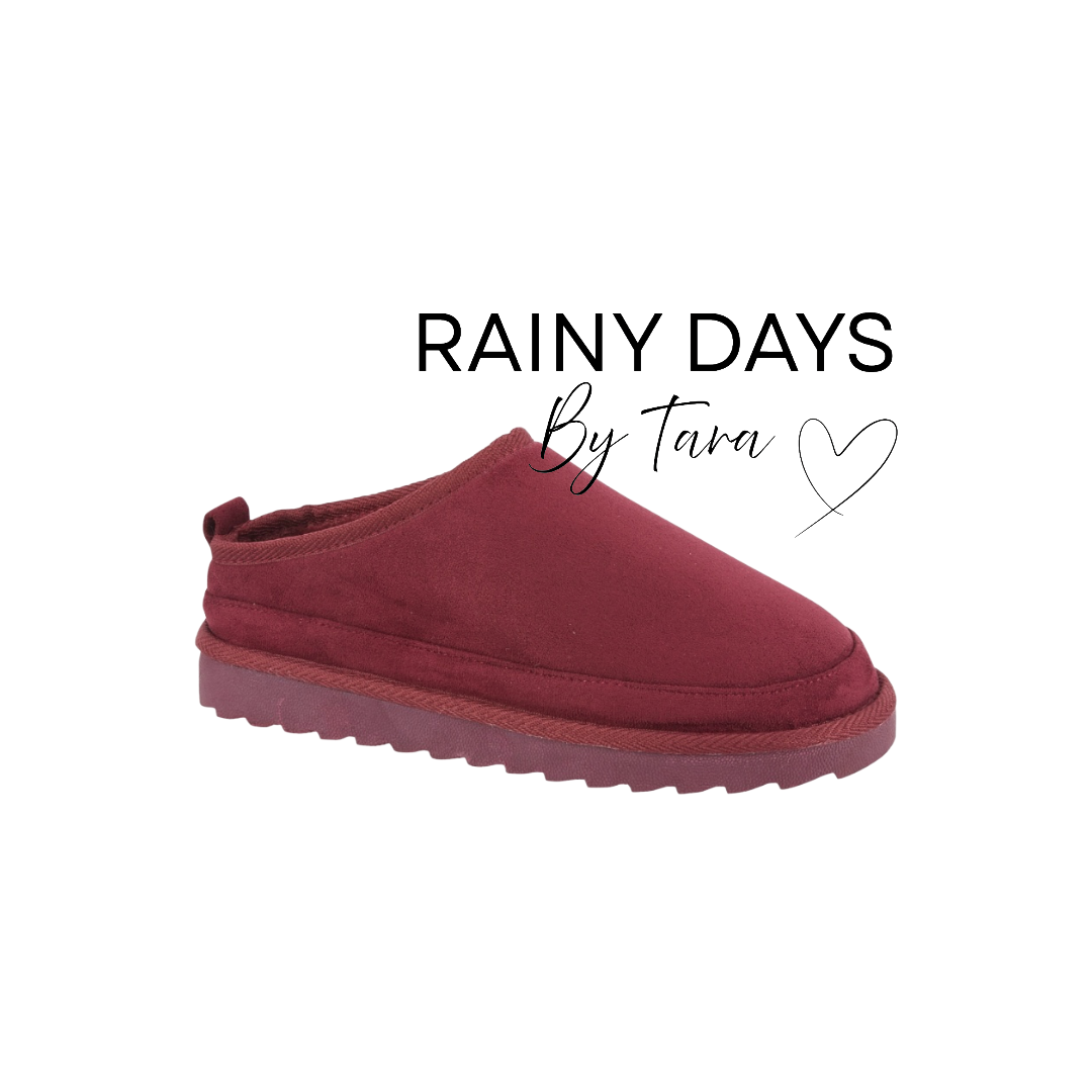 Burgundy Slip On Outdoor Slippers