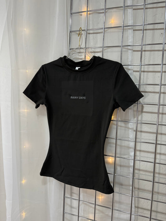 Black Rainy Days Reflective Sculpt Top Only