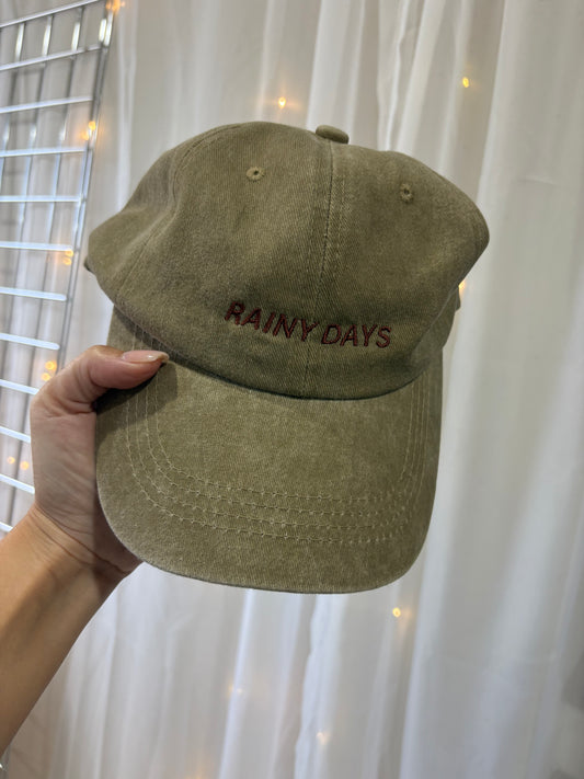 Rainy Days Beige & Brown Embroided Cap