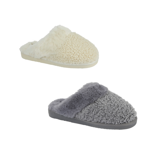 Fluffly Slip on Fur Mules Hard rubber sole