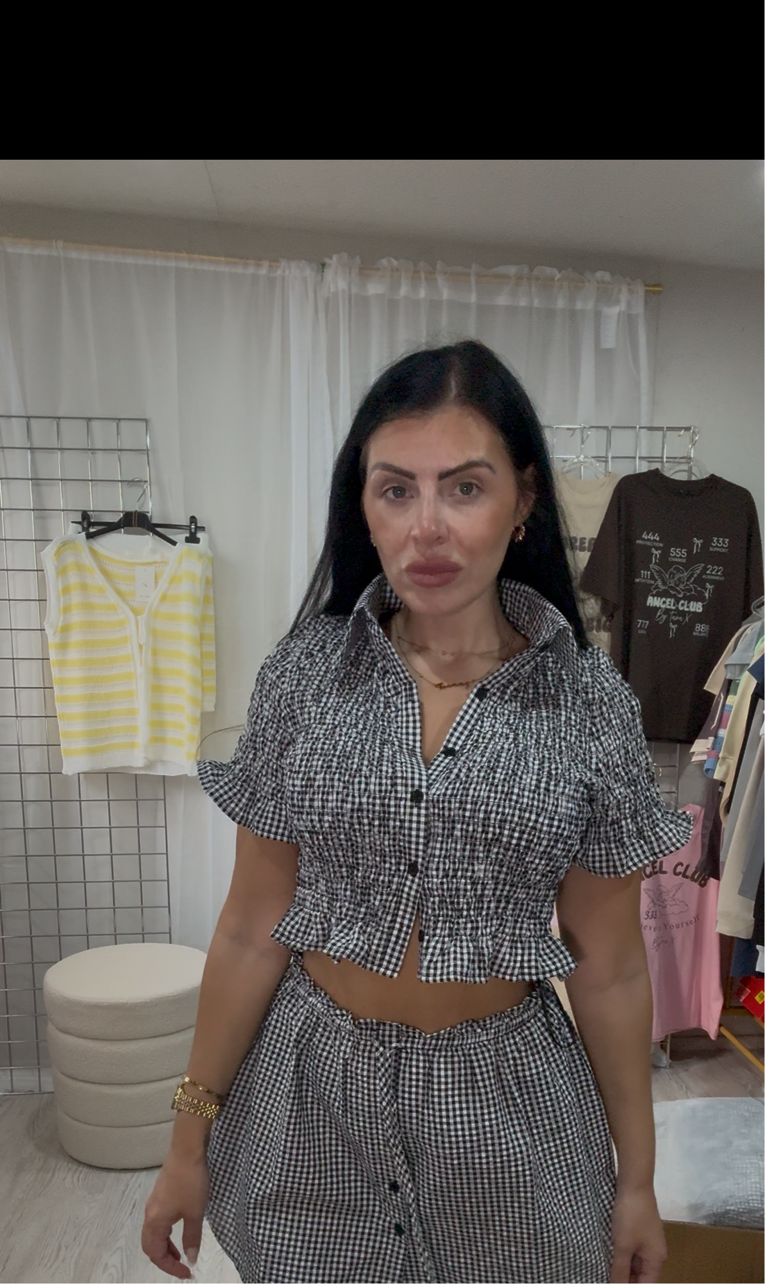 Sale item check co ord stretchy top and skirt outfit