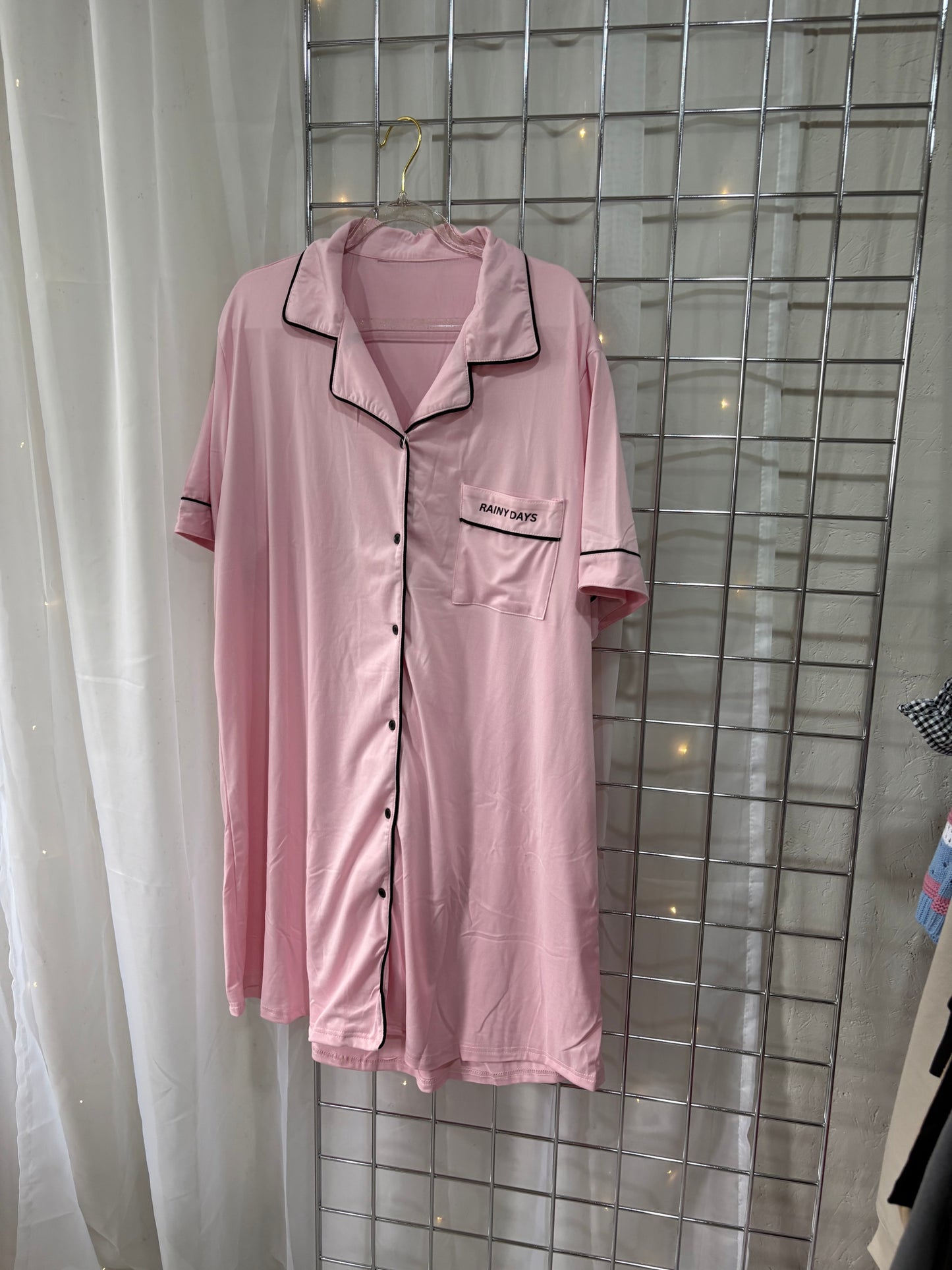 Plus Size Pink Cosy Club Rainy Days Nighty