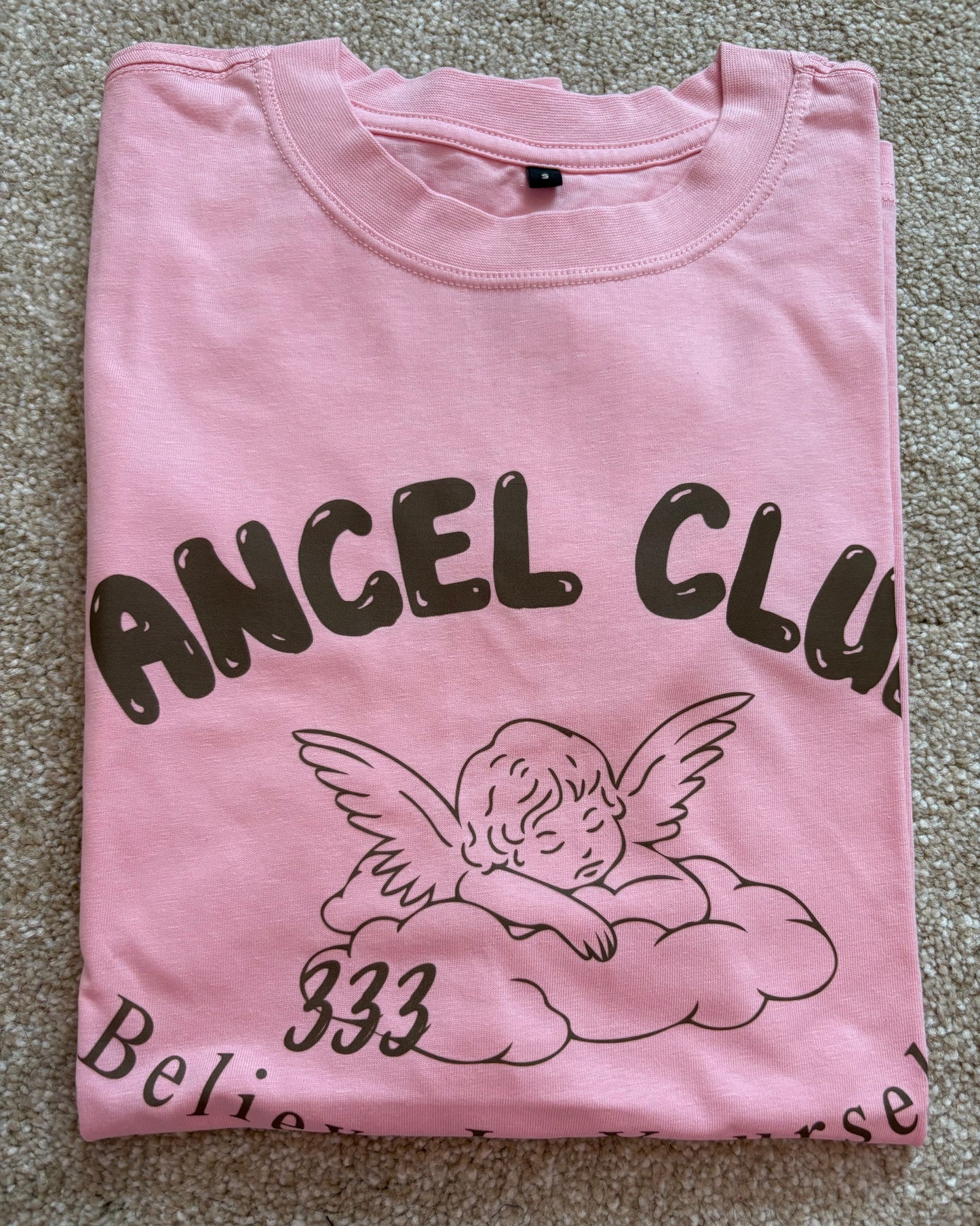 Womens Angel Club 333 Pink Oversized Tshirt
