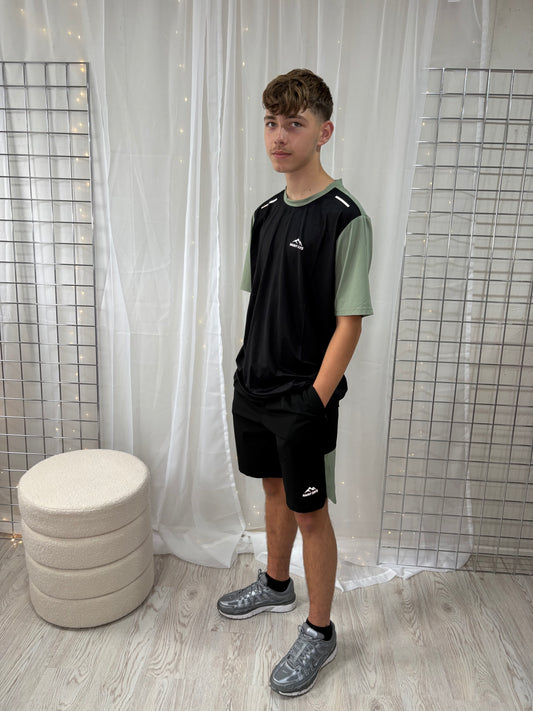 Mens Black/Khaki Rainy days top & shorts set