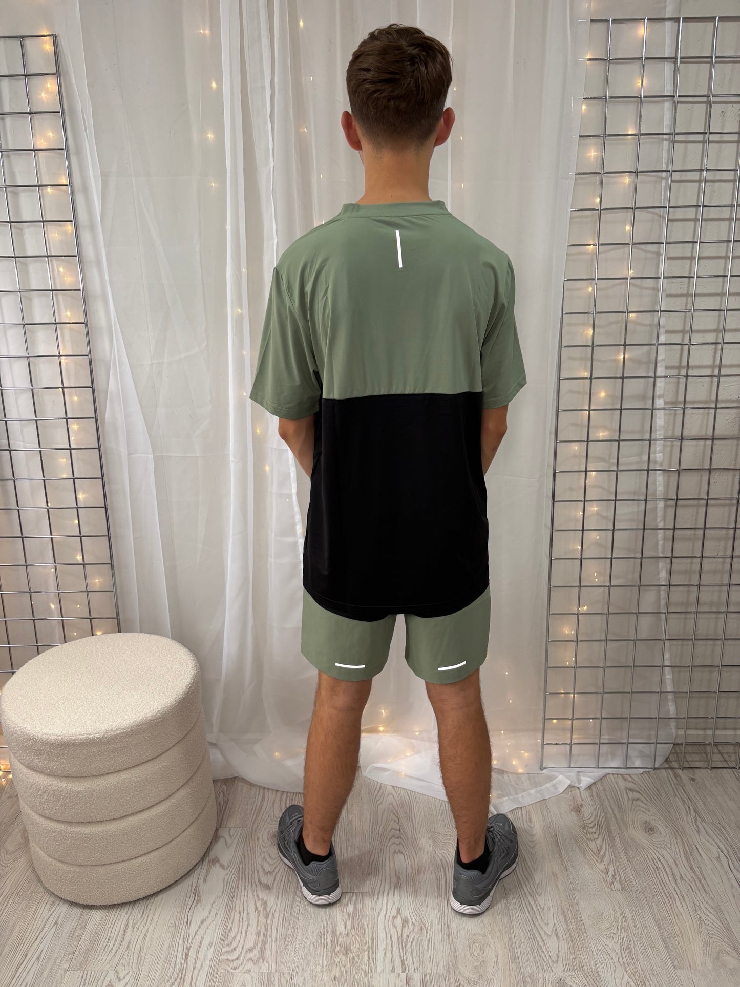 Mens Black/Khaki Rainy days top & shorts set