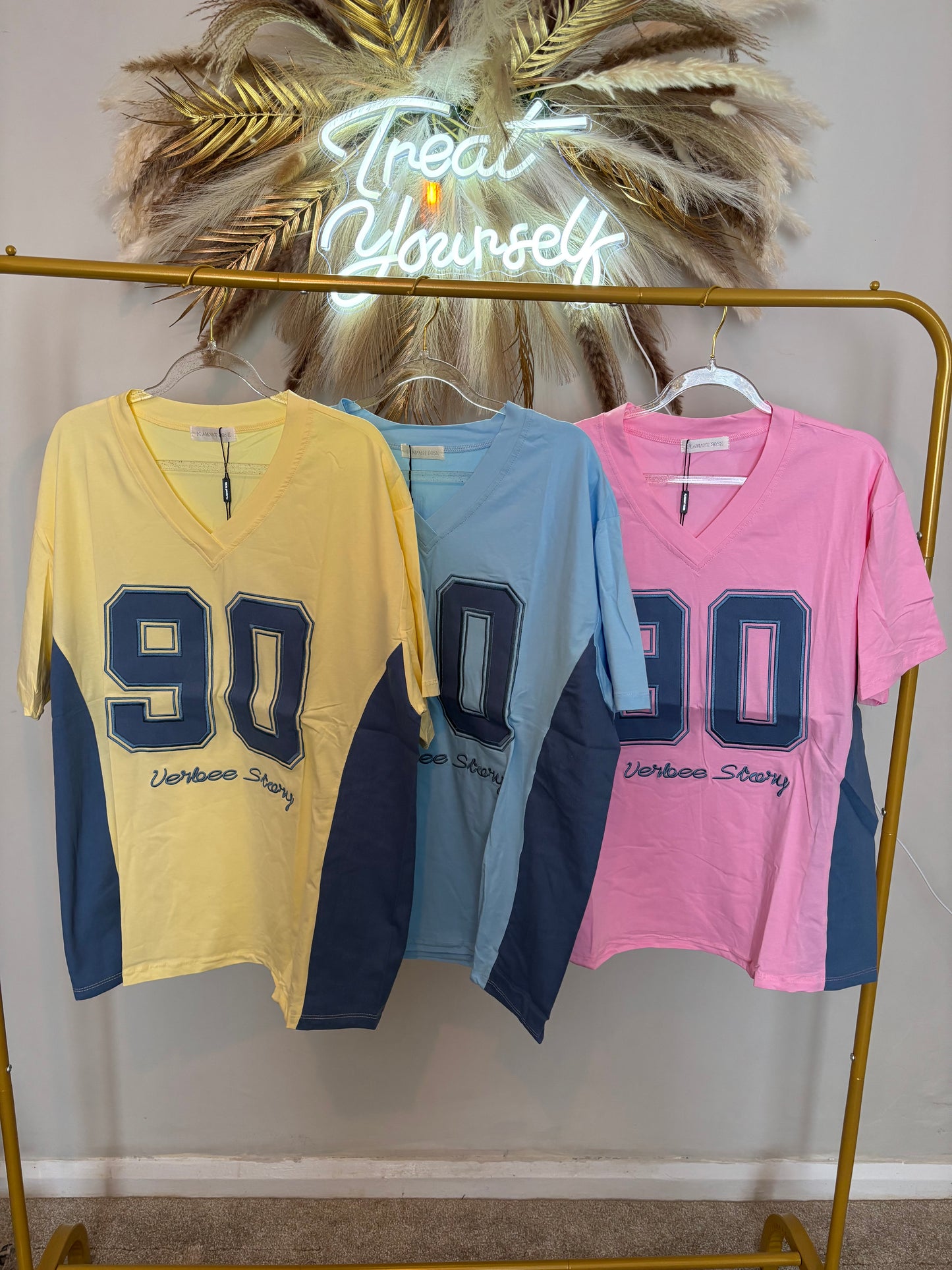 Baseball stretch Denim Panelled Oversized T