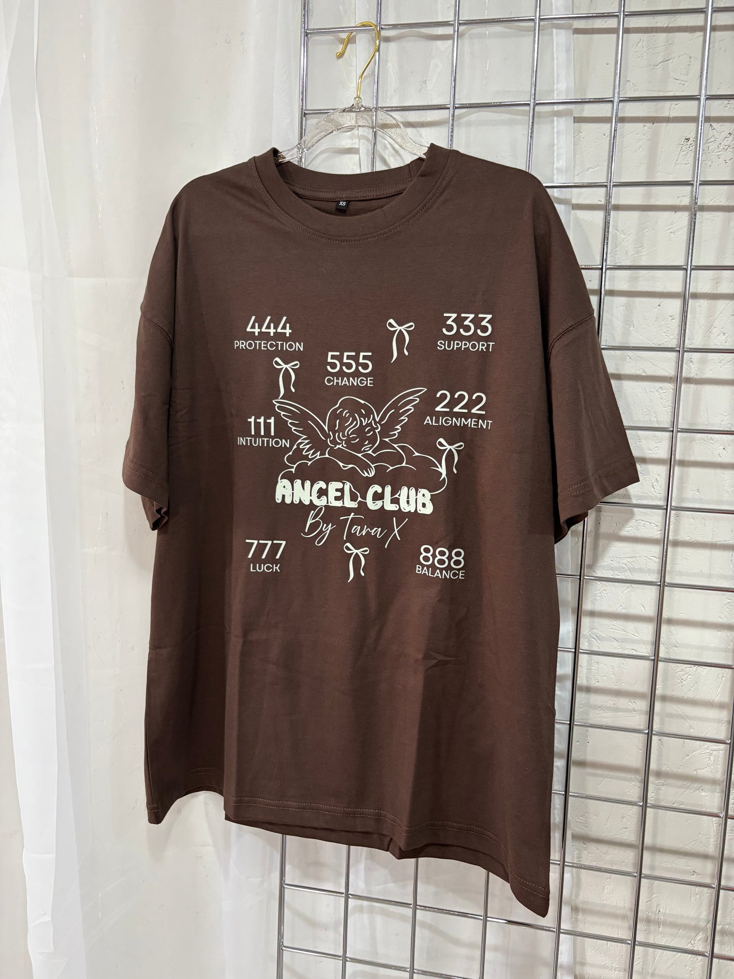 Angel Numbers Description Brown Oversized Tshirt By Tara X