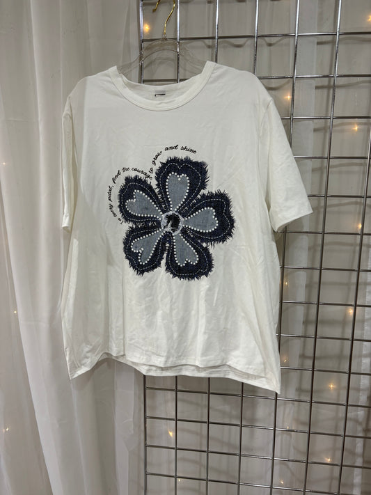 Sale item oversized denim look floral tshirt