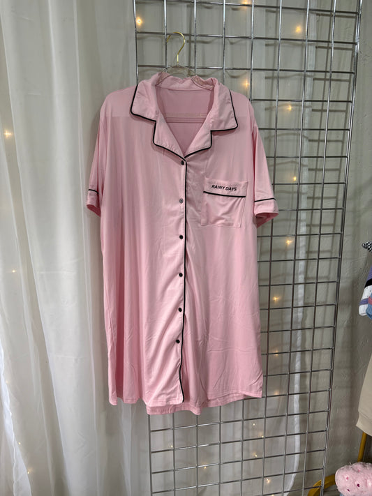 Plus Size Pink Cosy Club Rainy Days Nighty