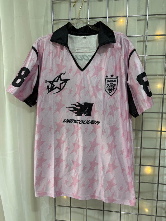 Sale item collared pink and black jersey