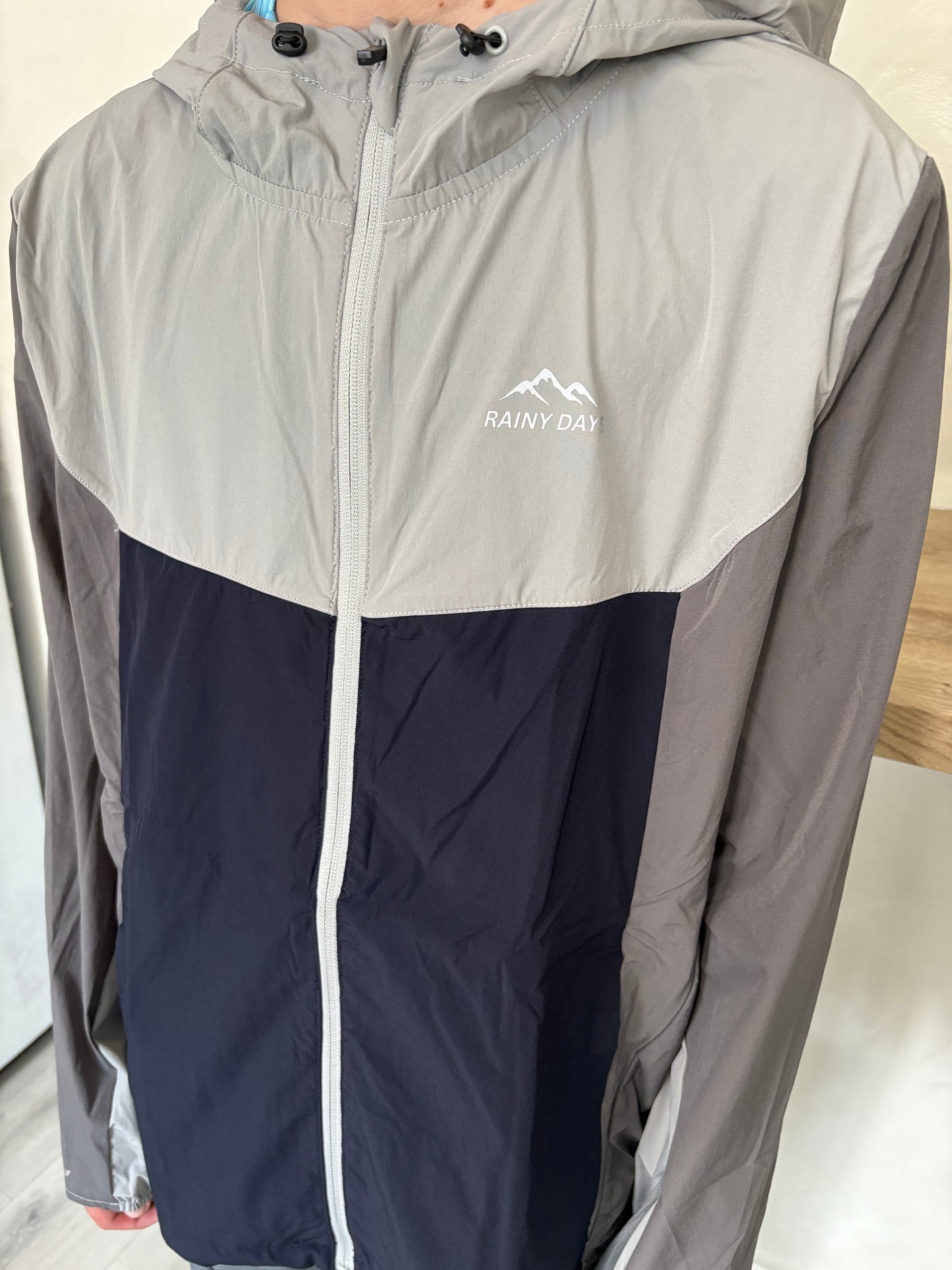 Mens Rainy Days Grey Stone & Navy Reflective WindBreaker