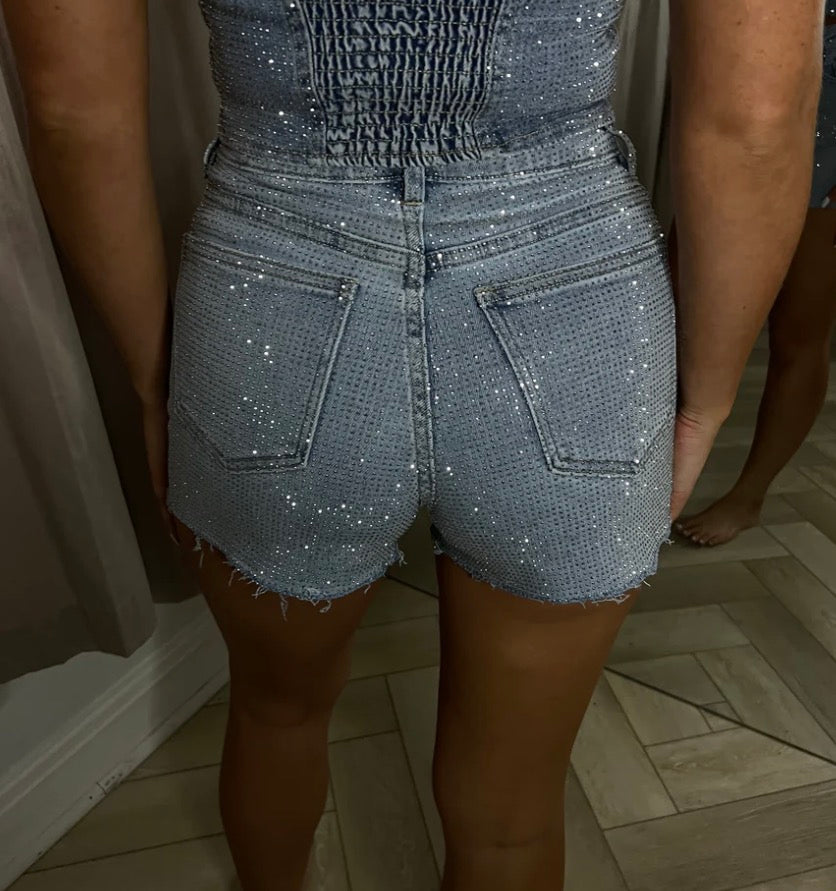 Diamante Stretchy Denim shorts