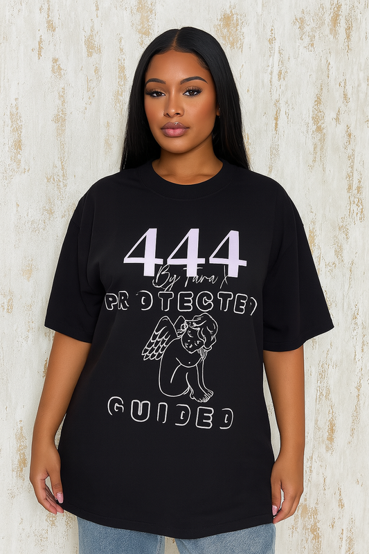 444 Angel Club Guided & Protect Black/pink Tshirt