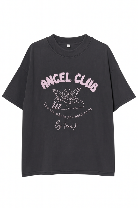 Angel Club 222 Black & Pink Acid Wash Oversized T shirt By Tara X